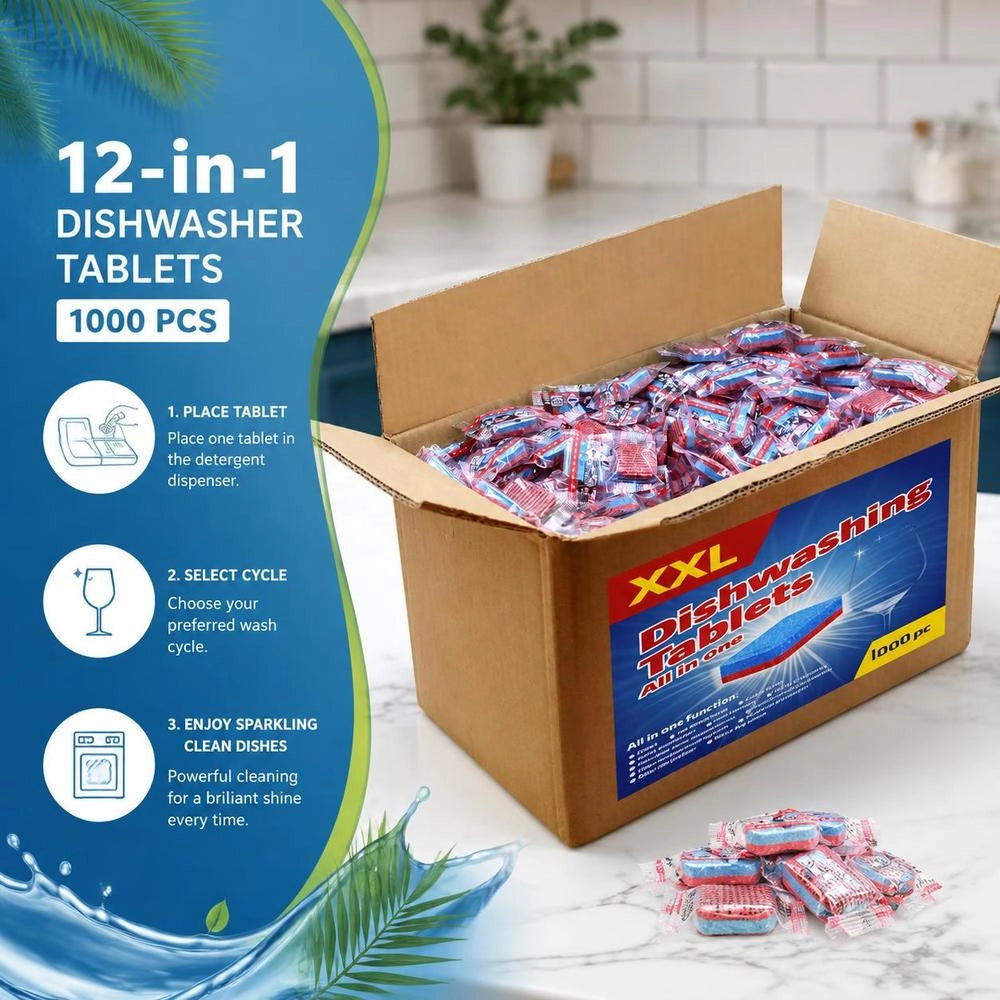 12-in-1 Dishwasher Tablets, 1000 Pieces, 18 Kg