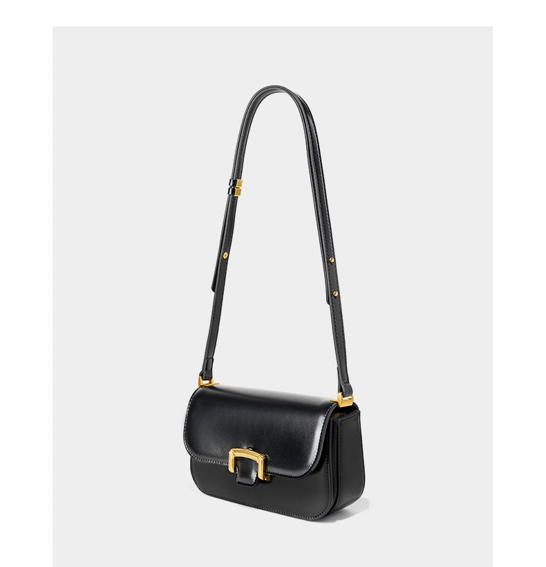Borsa a tracolla da donna in vera pelle nera