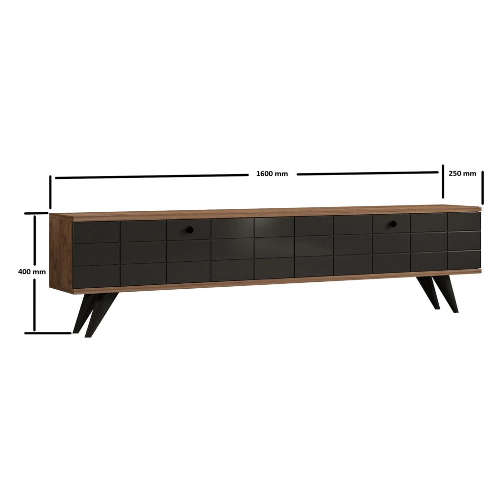 Tresana, Mobile Porta tv 2 Ante, 160x25x35h cm Nero Antracite