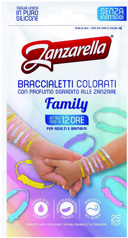 Zanzarella BRACCIALETTI ANTI-ZANZARA FAMILY 25 pz.