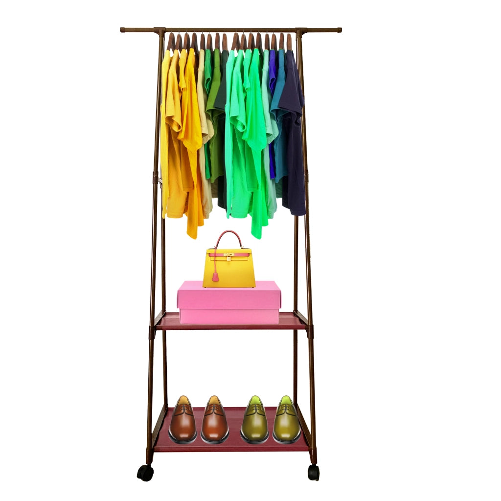 Appendiabiti Donkey Majestic Nyana Home 160x55x42 cm 2 ripiani, 1 barra superiore Marrone