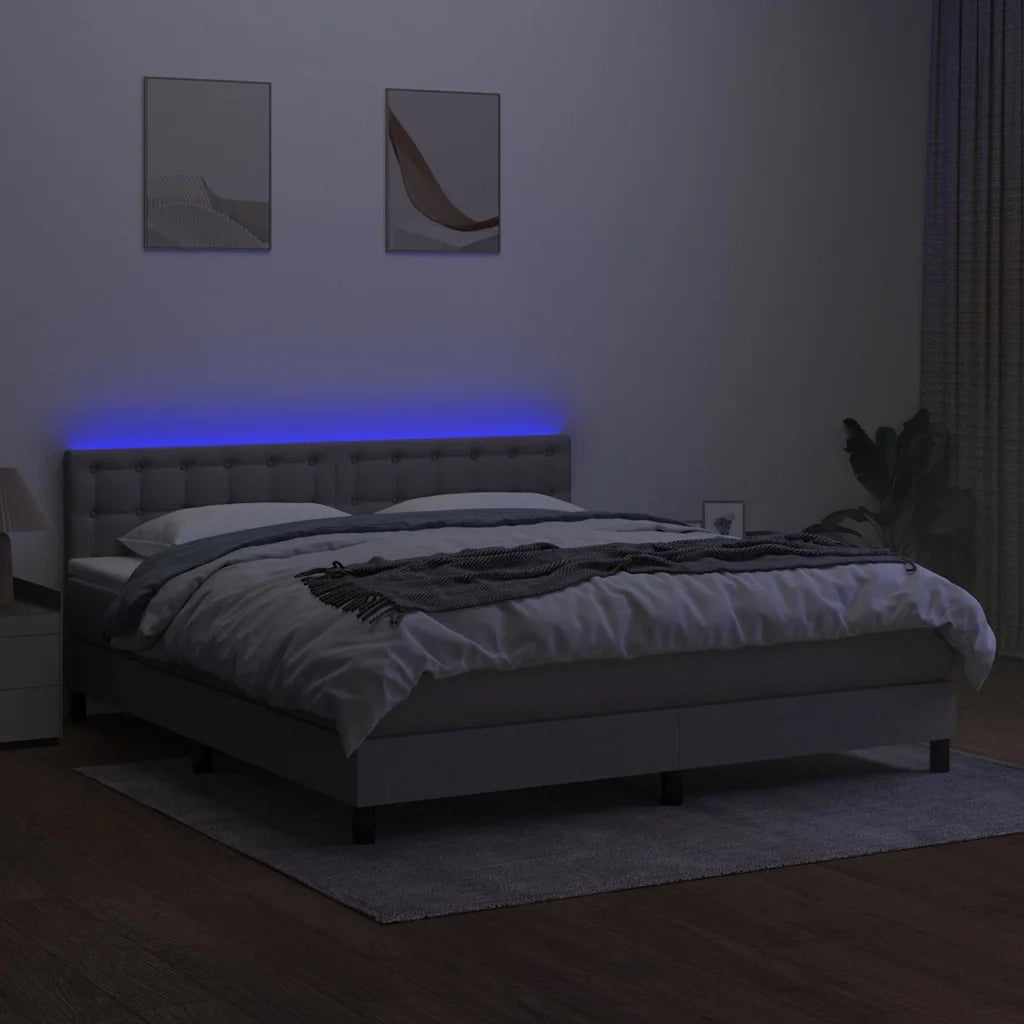 Letto a Molle Materasso e LED Grigio Chiaro 160x200 cm Tessuto cod mxl 45542