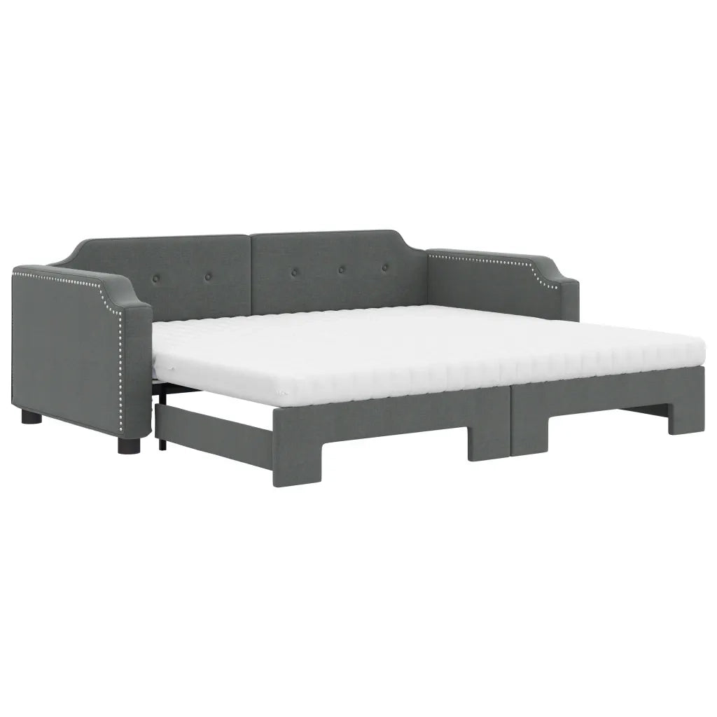 Divano Letto Estraibile Materassi Grigio Scuro 90x190cm Tessuto