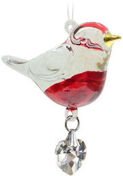 Decorazione per finestra a forma di uccello manufatta con cristallo - verniciato 24 carati d'oro - misura 5,5 cm x 3 cm