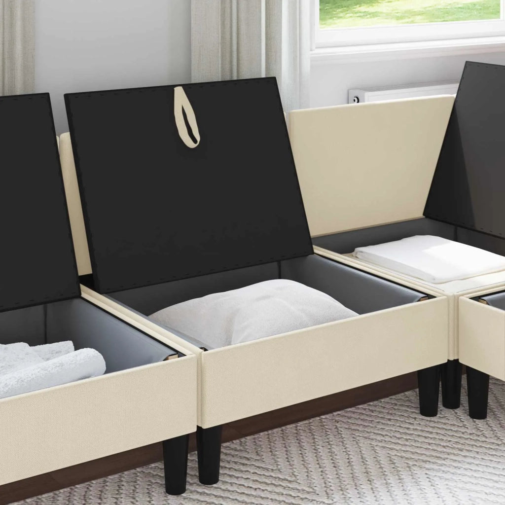 Divano Medio con Storage Crema Velluto 42027115