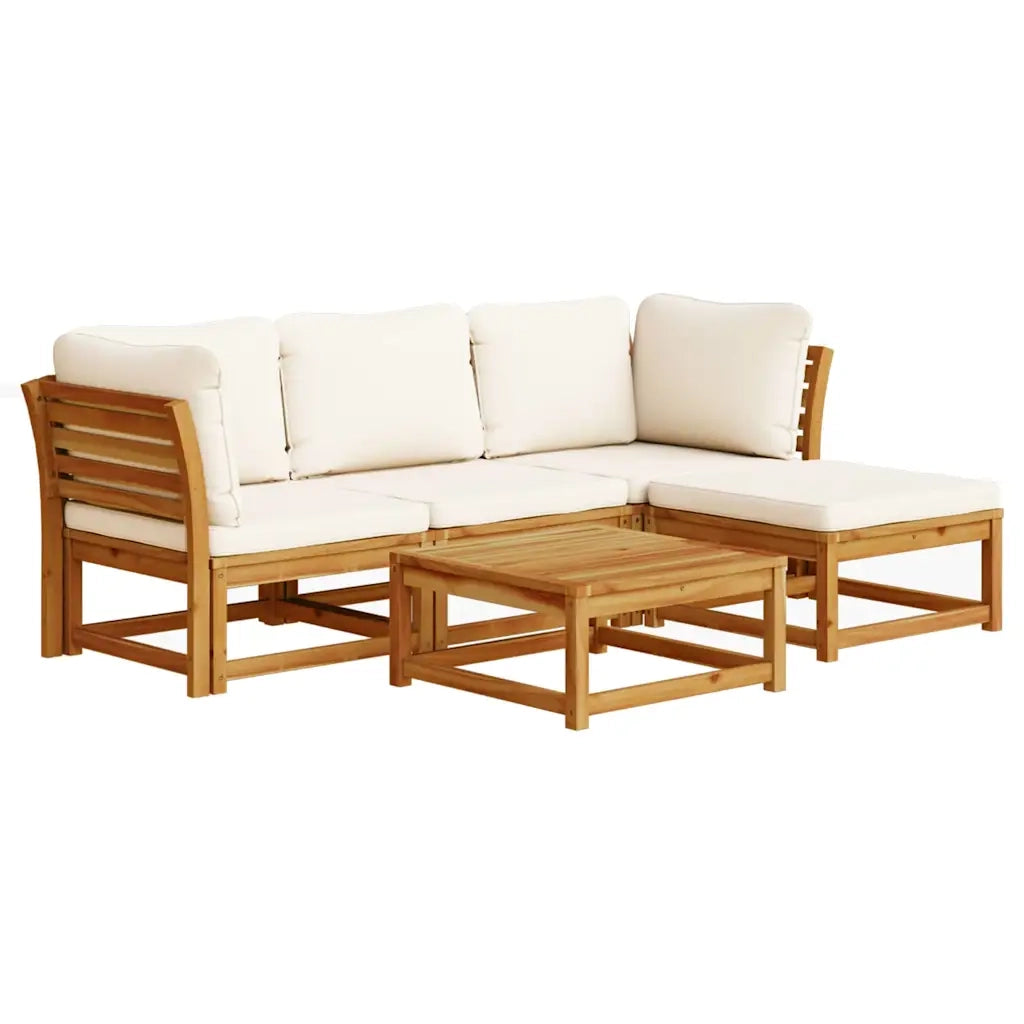 Set Salotto da Giardino 5 pz con Cuscini Legno Massello Acacia