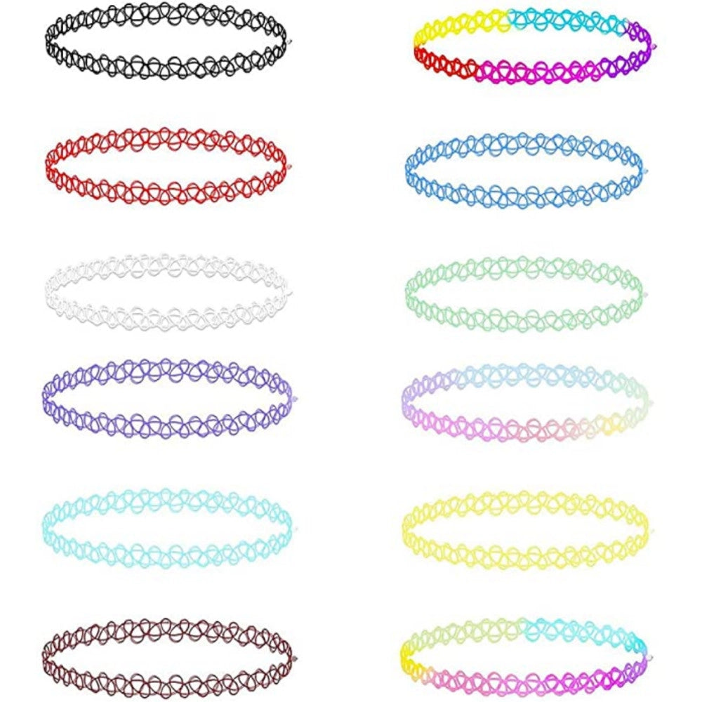 Trade Shop - Collane Collana Girocollo Gomma Stretch Moda Gotico Elastico Effetto Tatoo Hype -