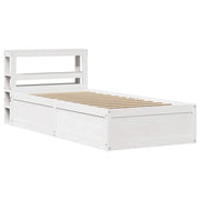 Letto singolo | Letto per adulti | Giroletto con Testiera Bianco 75x190 cm Legno Massello di Pino