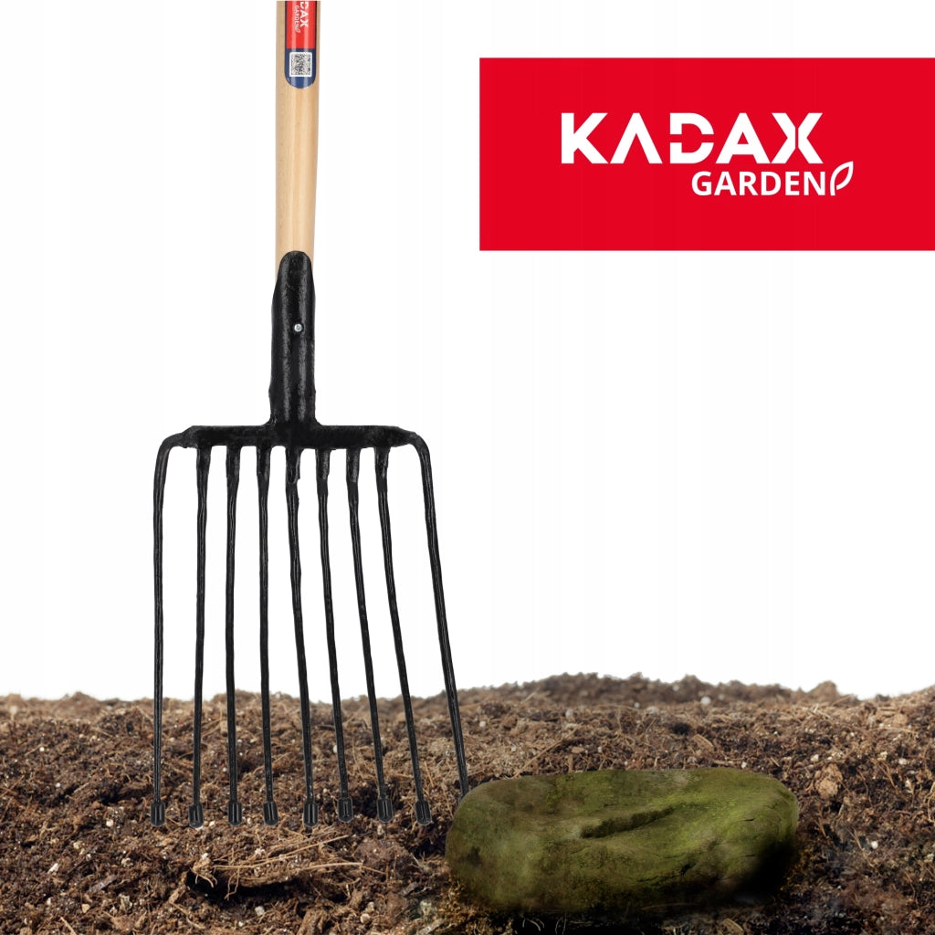 Forca KADAX Gable per patate e barbabietole, 9 denti, in metallo massiccio e resistente, 129 cm