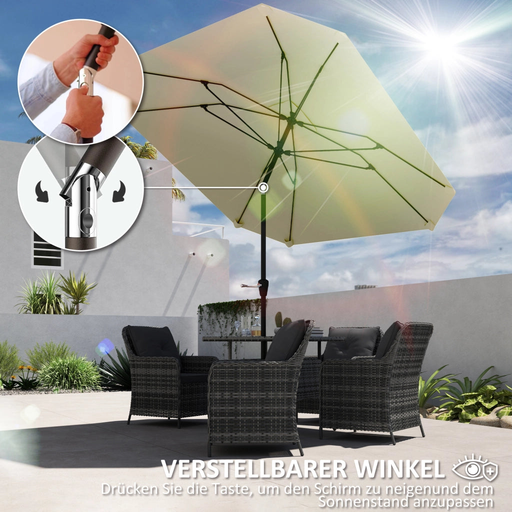 Ombrellone da Giardino ¨C zephmum ¨C Beige, Poliestere, Alluminio, Fibra di Vetro, Regolabile, 2.3 m