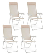 Set 4 Sedie Sdraio Pieghevole 57x65x110 cm in Alluminio Cayo Grigio Ghiaccio