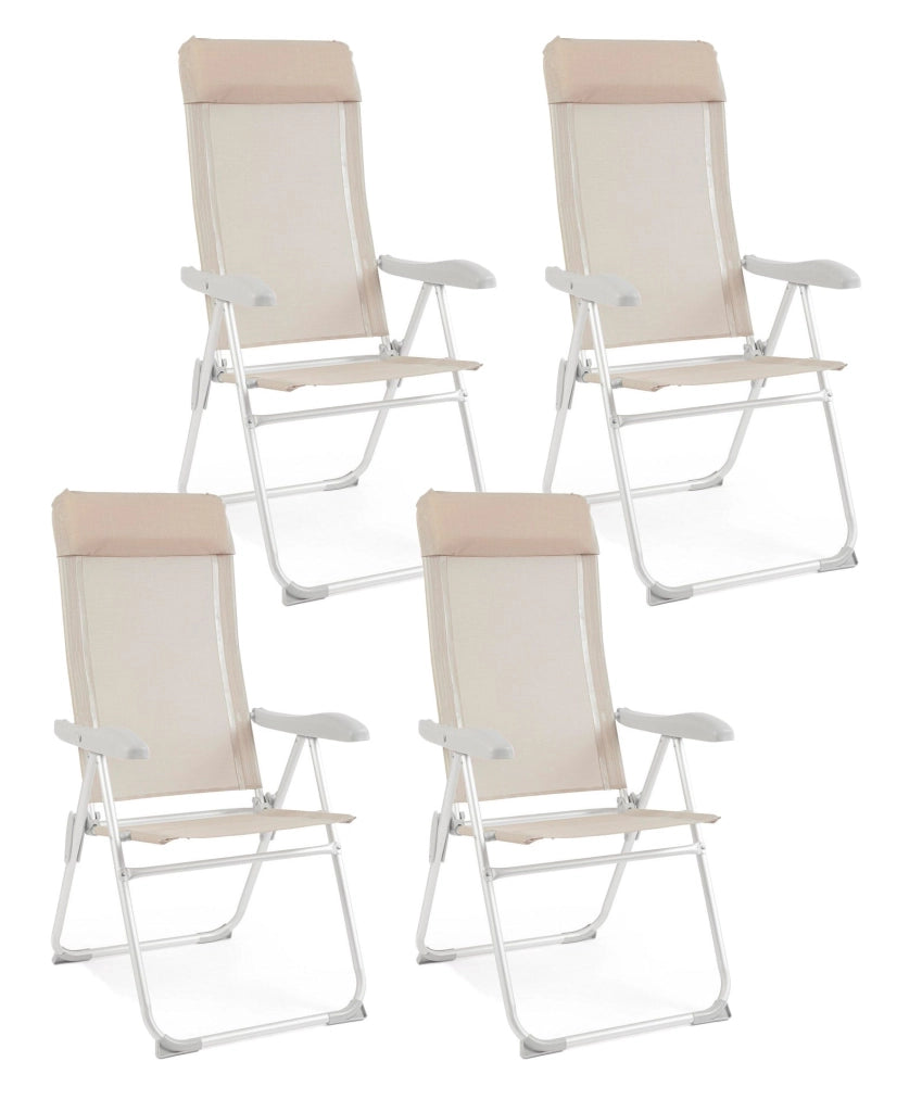 Set 4 Sedie Sdraio Pieghevole 57x65x110 cm in Alluminio Cayo Grigio Ghiaccio