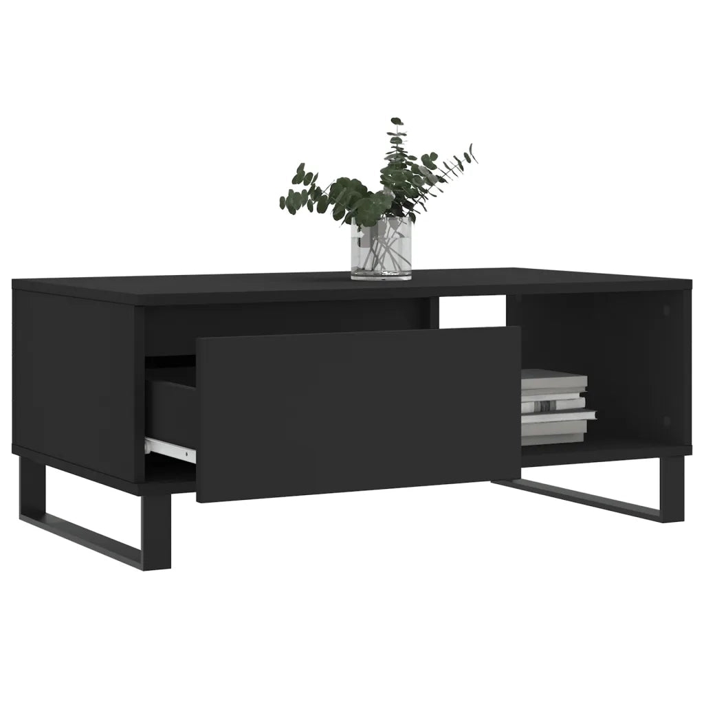 Tavolino da Salotto Nero 90x50x36,5 cm in Legno Multistrato 830573