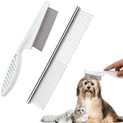 Set di Pettini per Animali da Compagnia 2 in 1 con Denti Fini per Rimuovere Pulci
