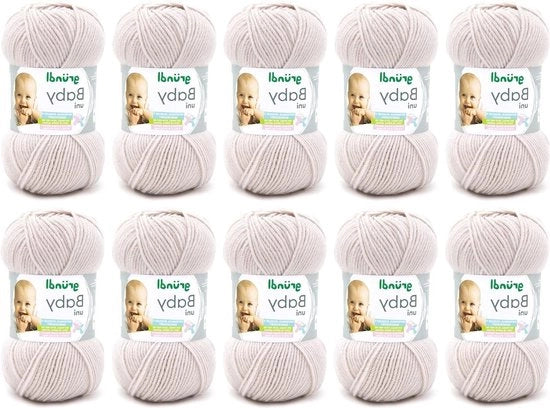 Yarn per Maglia per Bambini - Certificato Oeko-Tex Lana - Durevole e Facile da Curare - 70% Poliacrilato 30% Poliammide - 50g/150m - Dimensione Ago: 3.5-4.5 - 10 x 50g - Ecru