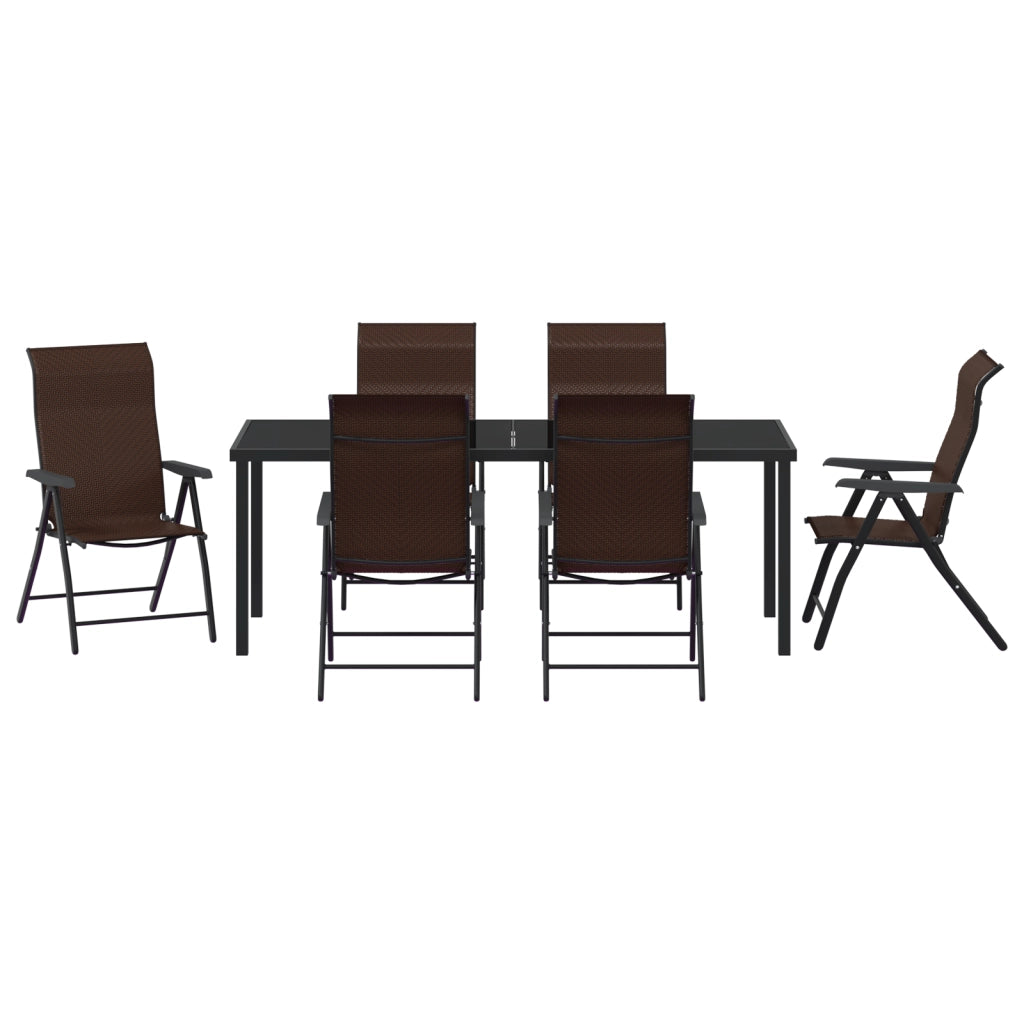 Set da Pranzo da Giardino 7 Pezzi in Rattan Polietilene Marrone