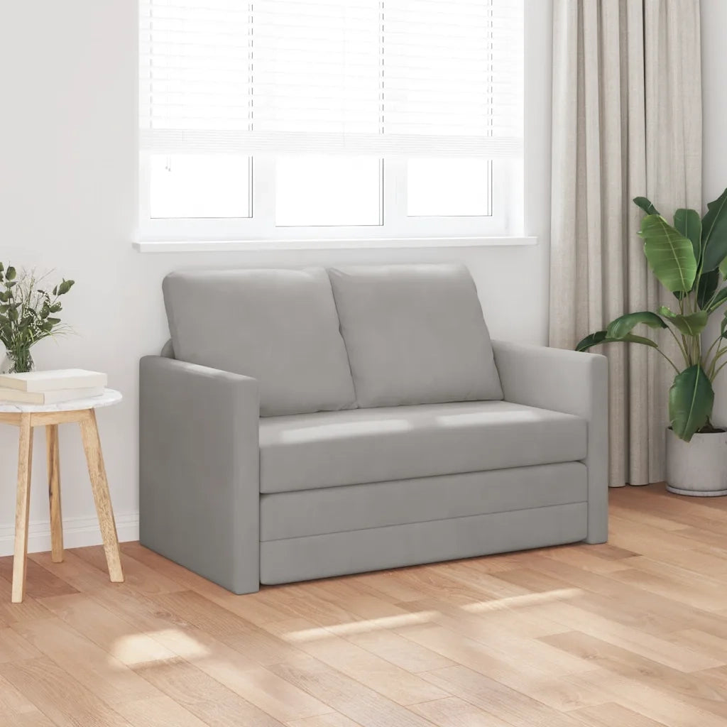 Divano Letto da Terra 2 in 1-Sofa Letto-Daybed Grigio Chiaro 122x204x55cm Velluto