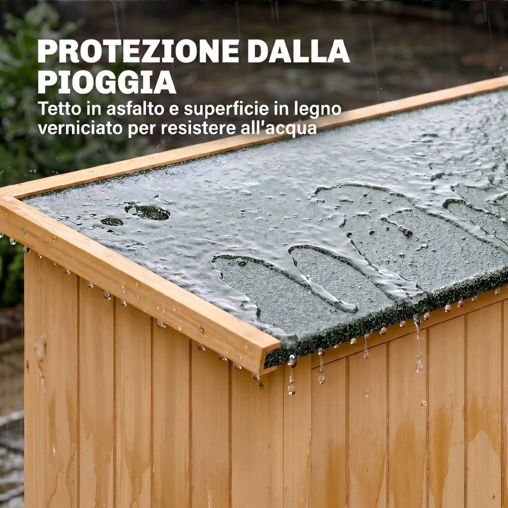 Casetta da Giardino Legno con Porta Doppia e Finestre ¨C Zephmum ¨C Marrone 127.5x50x164cm