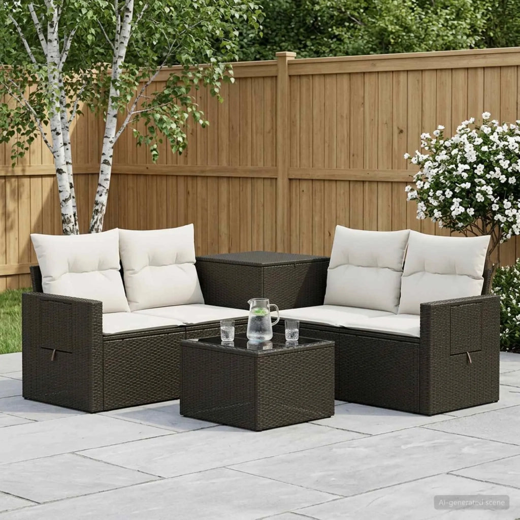 Set di divani 6 pz Nero e Bianco Crema 3447446