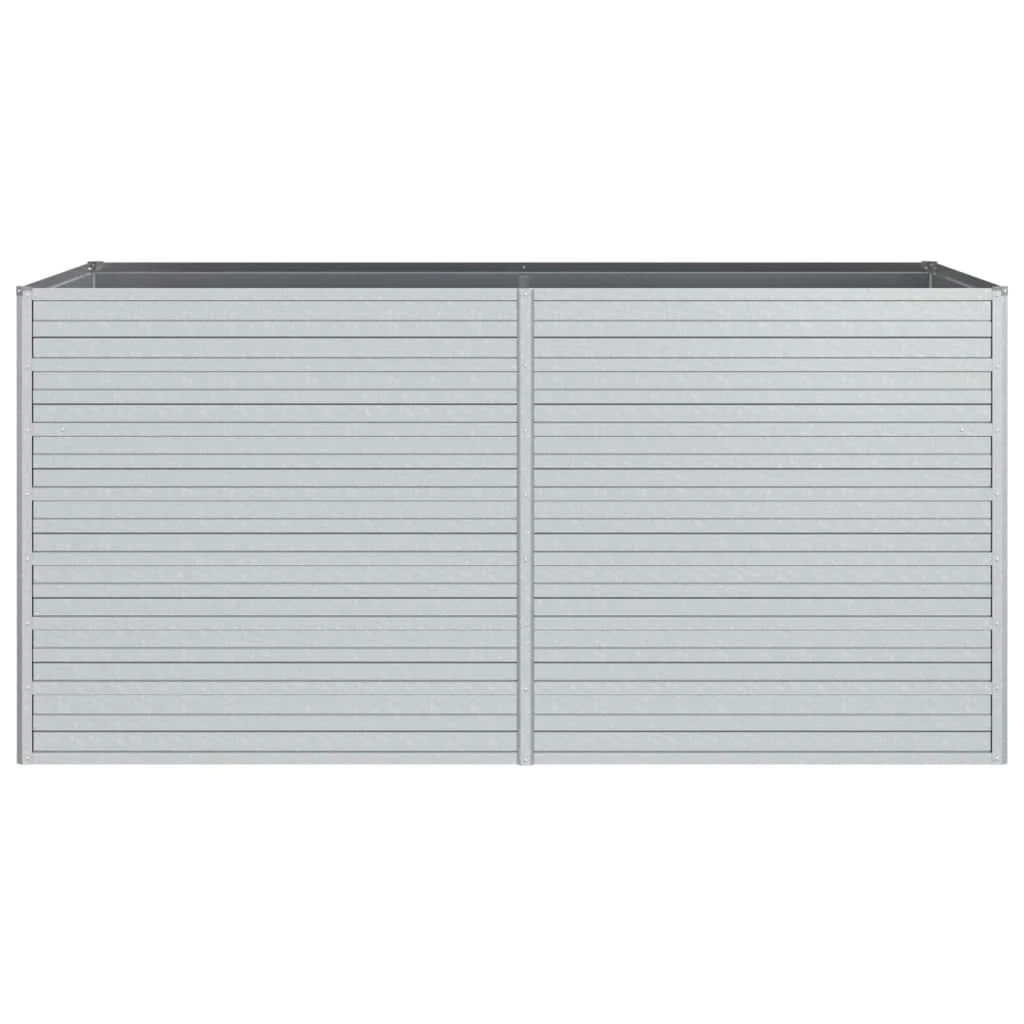 Fioriera rialzata per piante fiori patio giardino 160 x 80 x 77 cm acciaio zincato argento 02_0039385