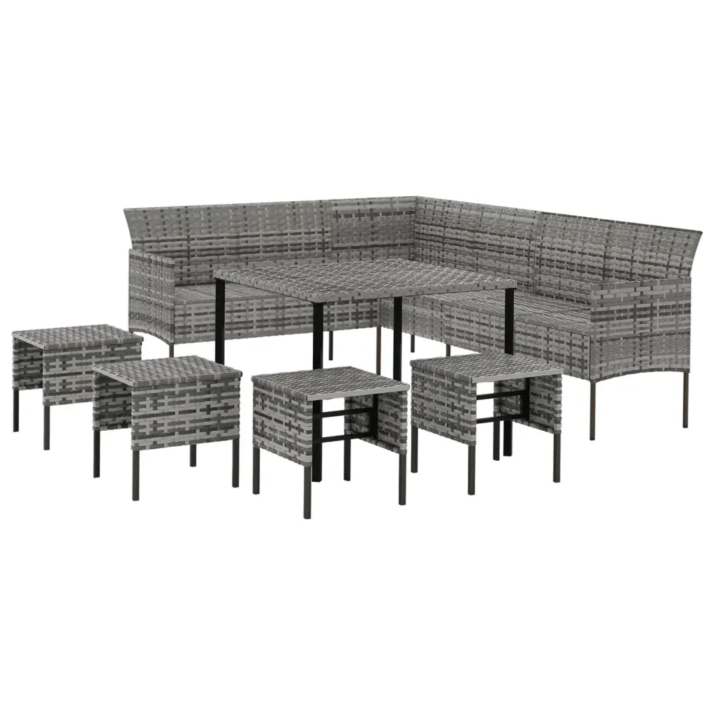 Set da Pranzo da Giardino 6 pz con Cuscini in Polyrattan Grigio 3186651