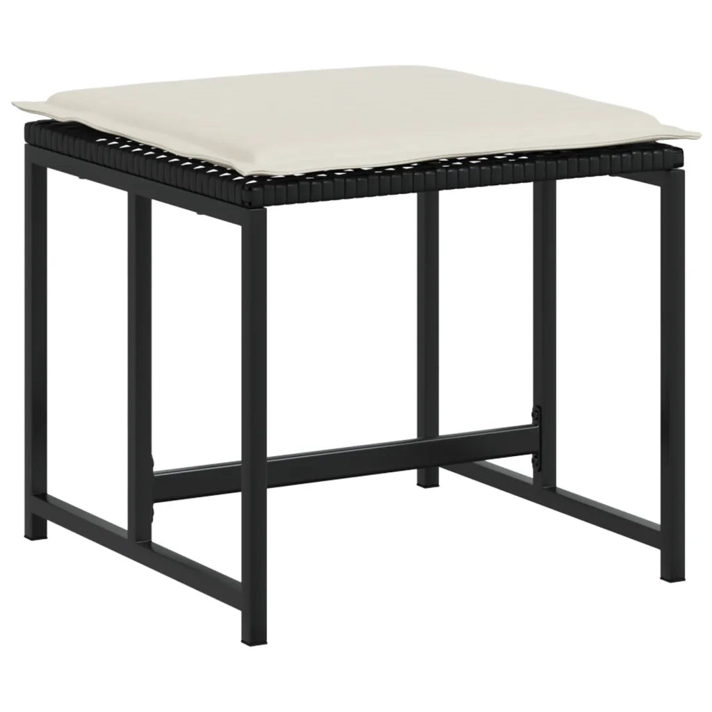 Set da Pranzo da Giardino 9 pz | Set Salotto da Giardino con Cuscini Nero in Polyrattan