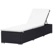 Lettino prendisole sedia a sdraio lettino prendisole letto da giardino mobili da esterno per patio con cuscino resina intrecciata nera 02_0012527