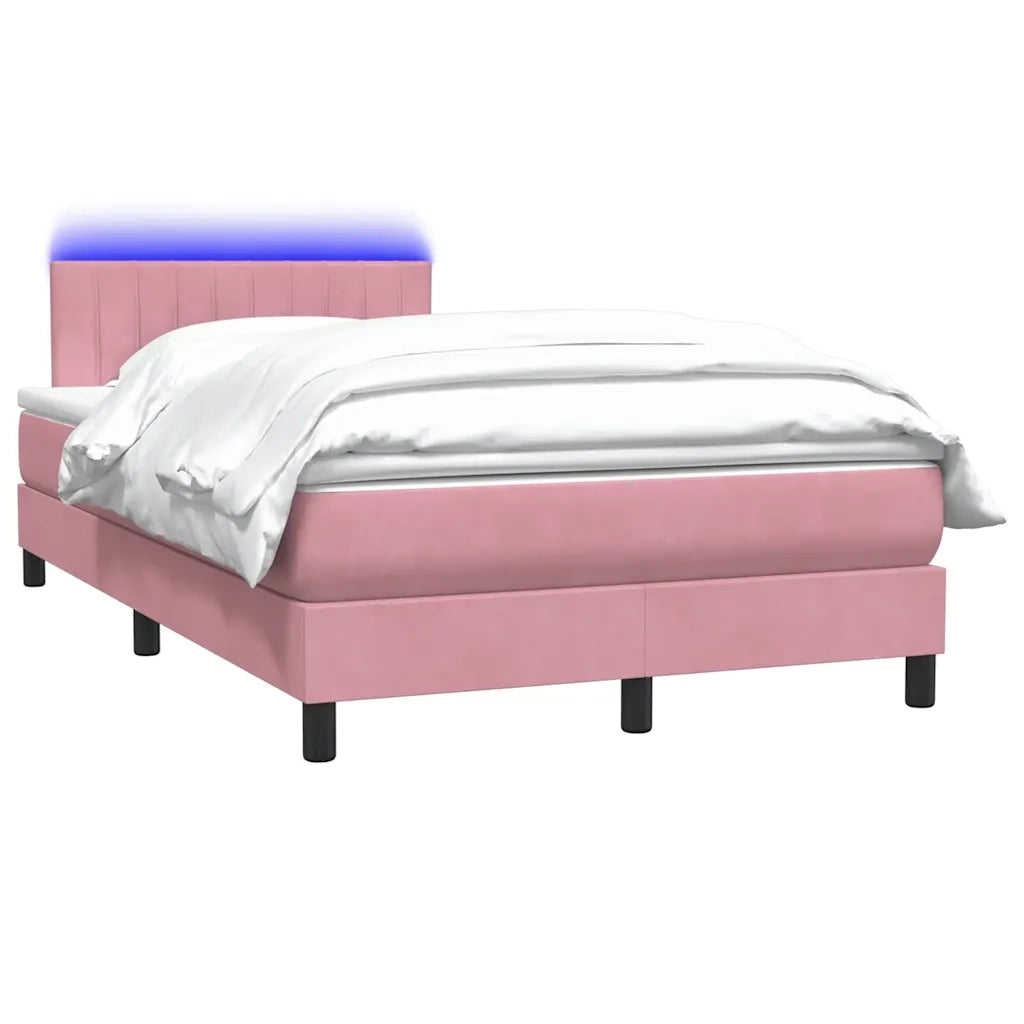 Letto a Molle con Materasso e LED Rosa 120x220 cm in Velluto 3317120