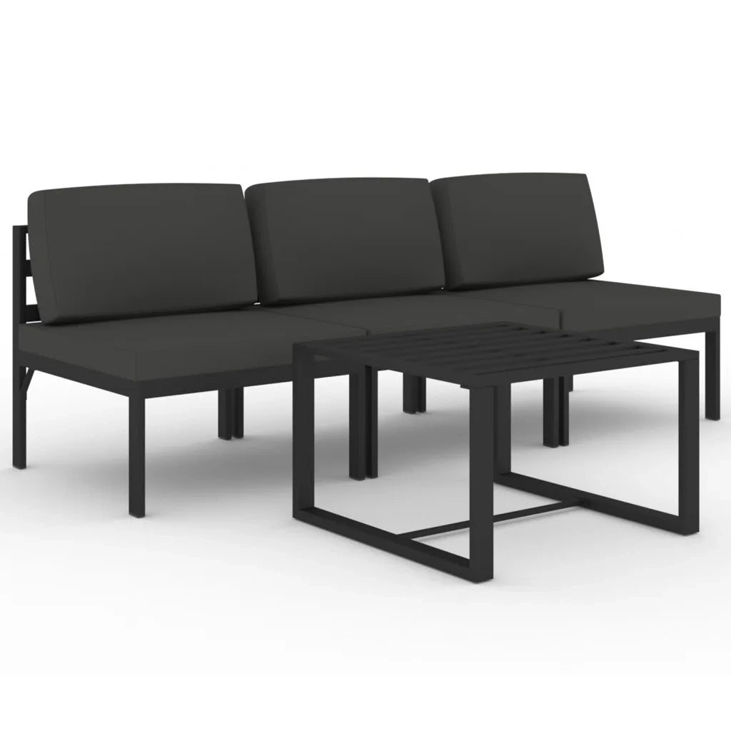Set Divani da Giardino 4 pz con Cuscini in Alluminio Antracite cod mxl 35821