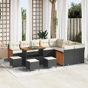 Set Divano da Giardino 14 pcs Nero e Crema polyrattan 3365300