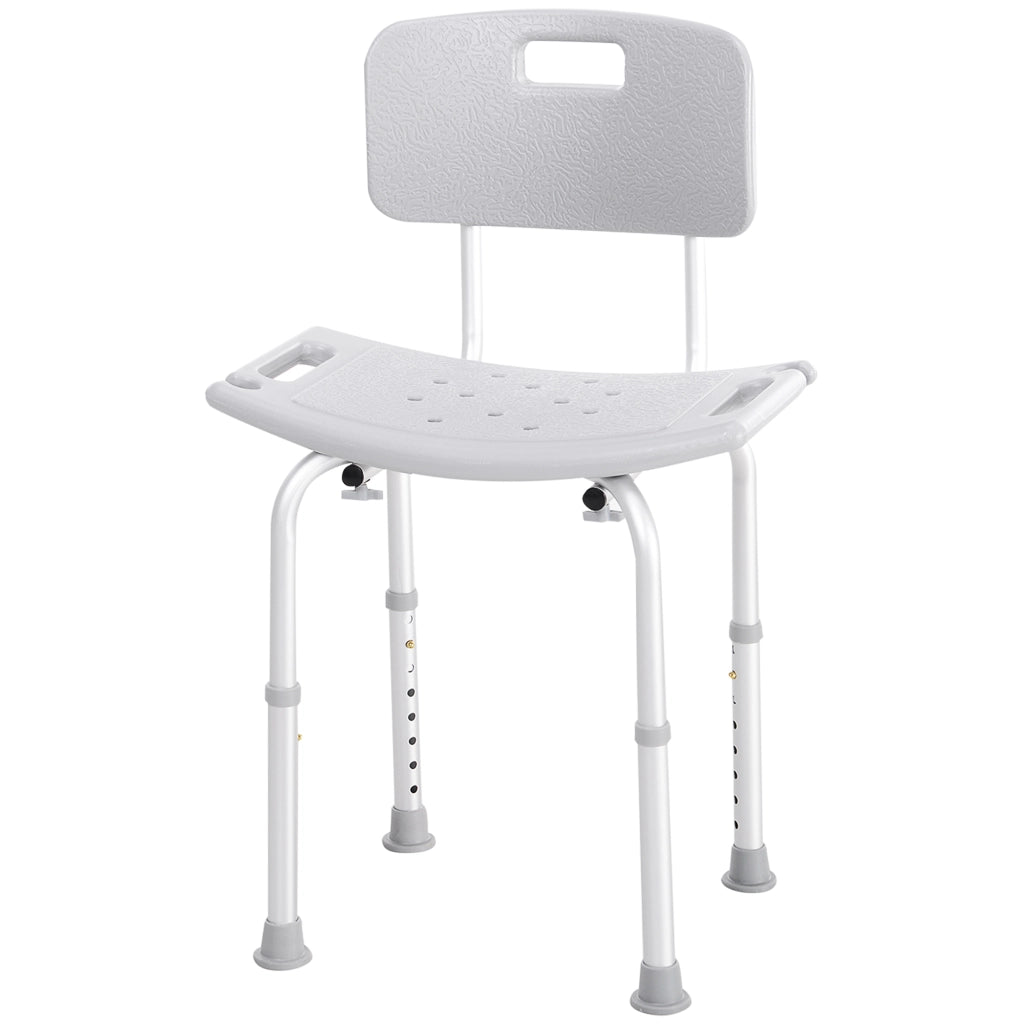 Sgabello da doccia con schienale antiscivolo e altezza regolabile ¨C zephmum ¨C 8 livelli, carico 136 kg