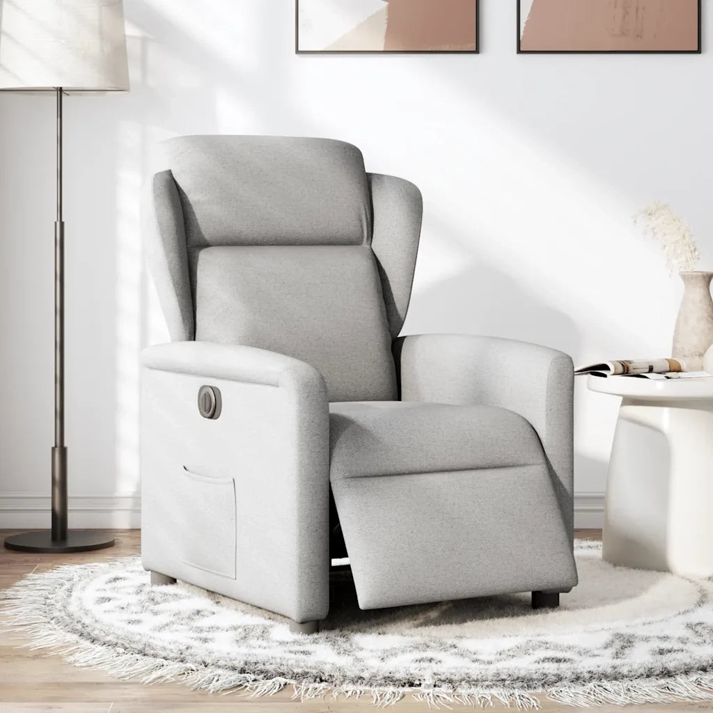Poltrona Elettrica Reclinabile Grigio Nuvola in Tessuto 3303123