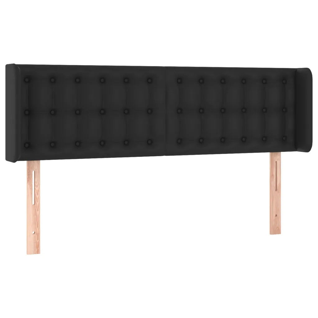 Testiera | Testata ad Orecchio Nera 147x16x78/88 cm in Similpelle