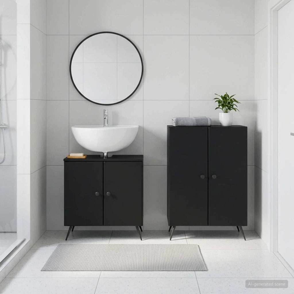 Set di Armadi da Bagno da 2 Pezzi BREDA Nero 3417640