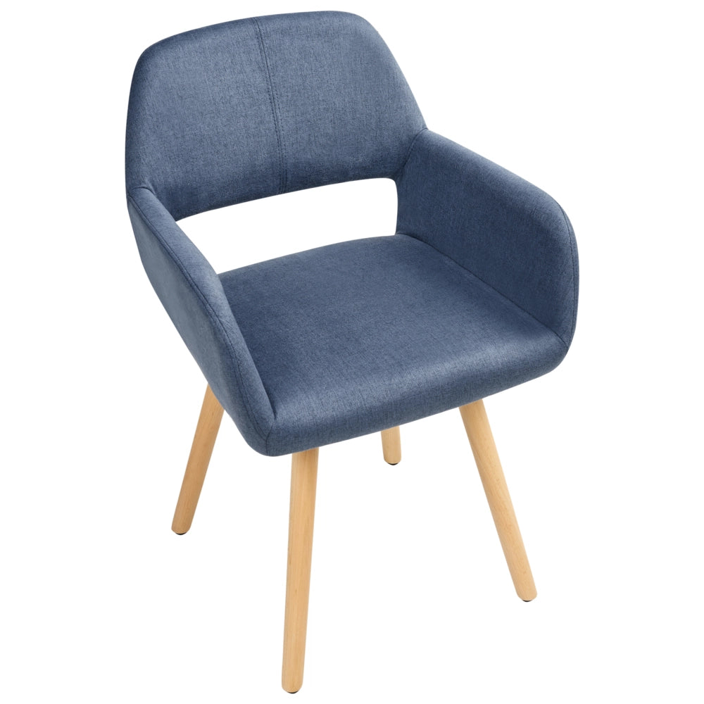Set di 2 sedie da pranzo rivestimento in tessuto blu gambe in legno chiaro stile moderno eclettico