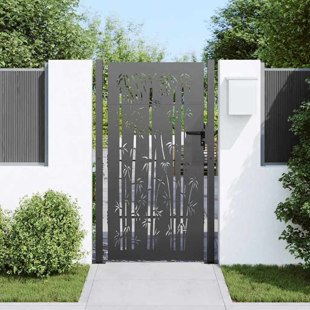 vidaXL Cancello da giardino, Cancello da Giardino 105x75 cm Design in Acciaio Corten e Bambù