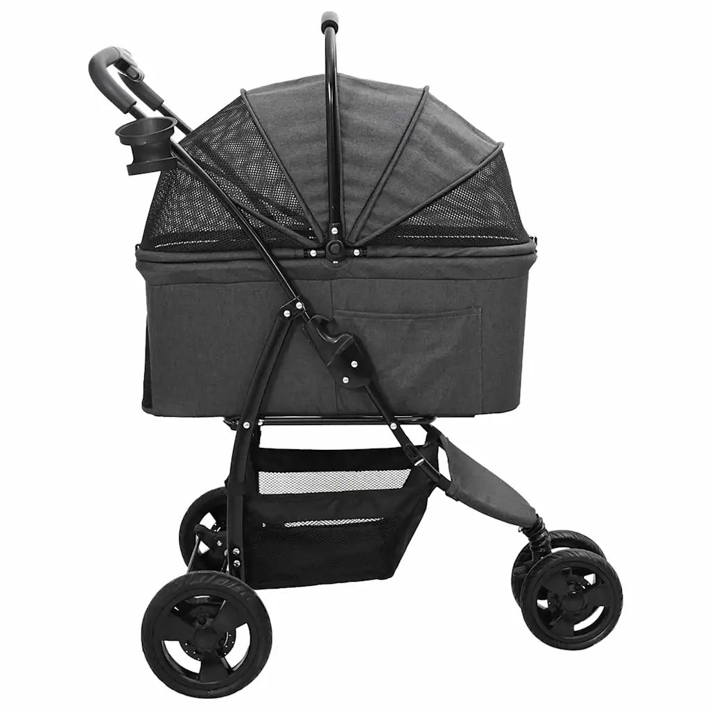 vidaXL Passeggino pieghevole per animali Nero 78 x 54 x 101 cm