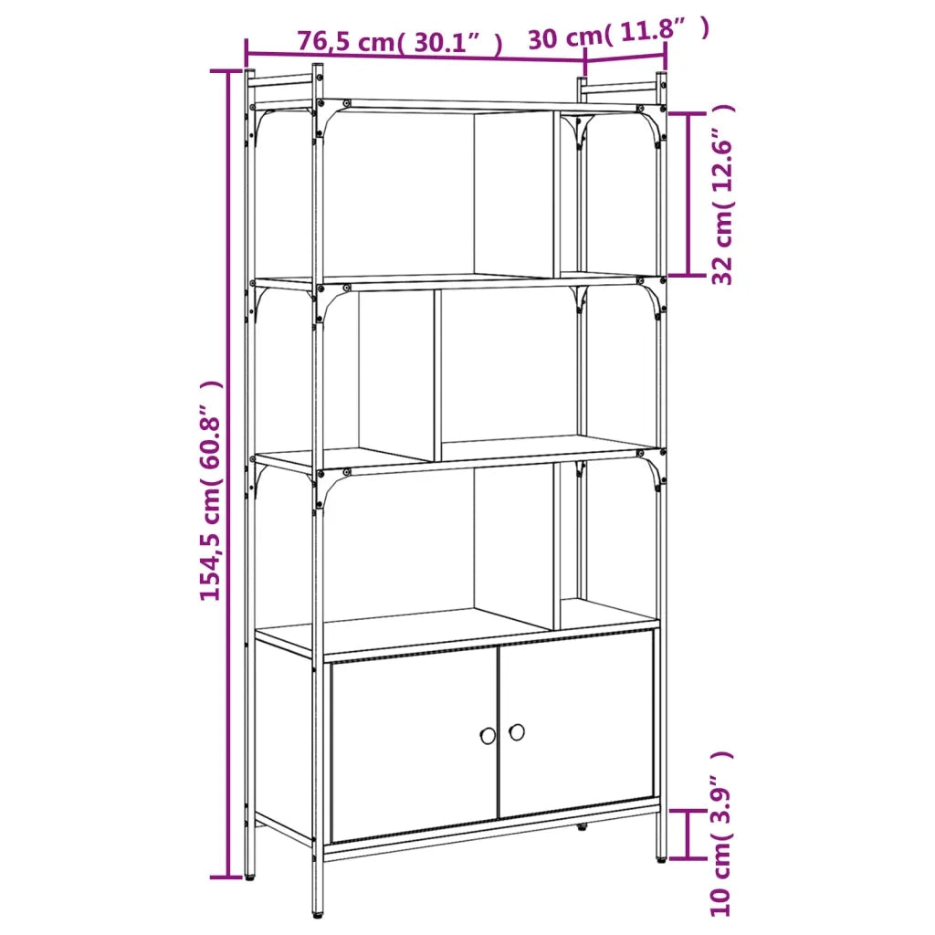 Libreria con Ante Rovere Fumo 76,5x30x154,5cm Legno Multistrato