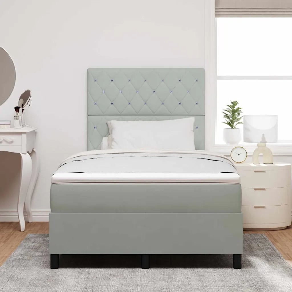 Letto a Sorgente LED Grigio chiaro 120 x 200 cm Tessuto