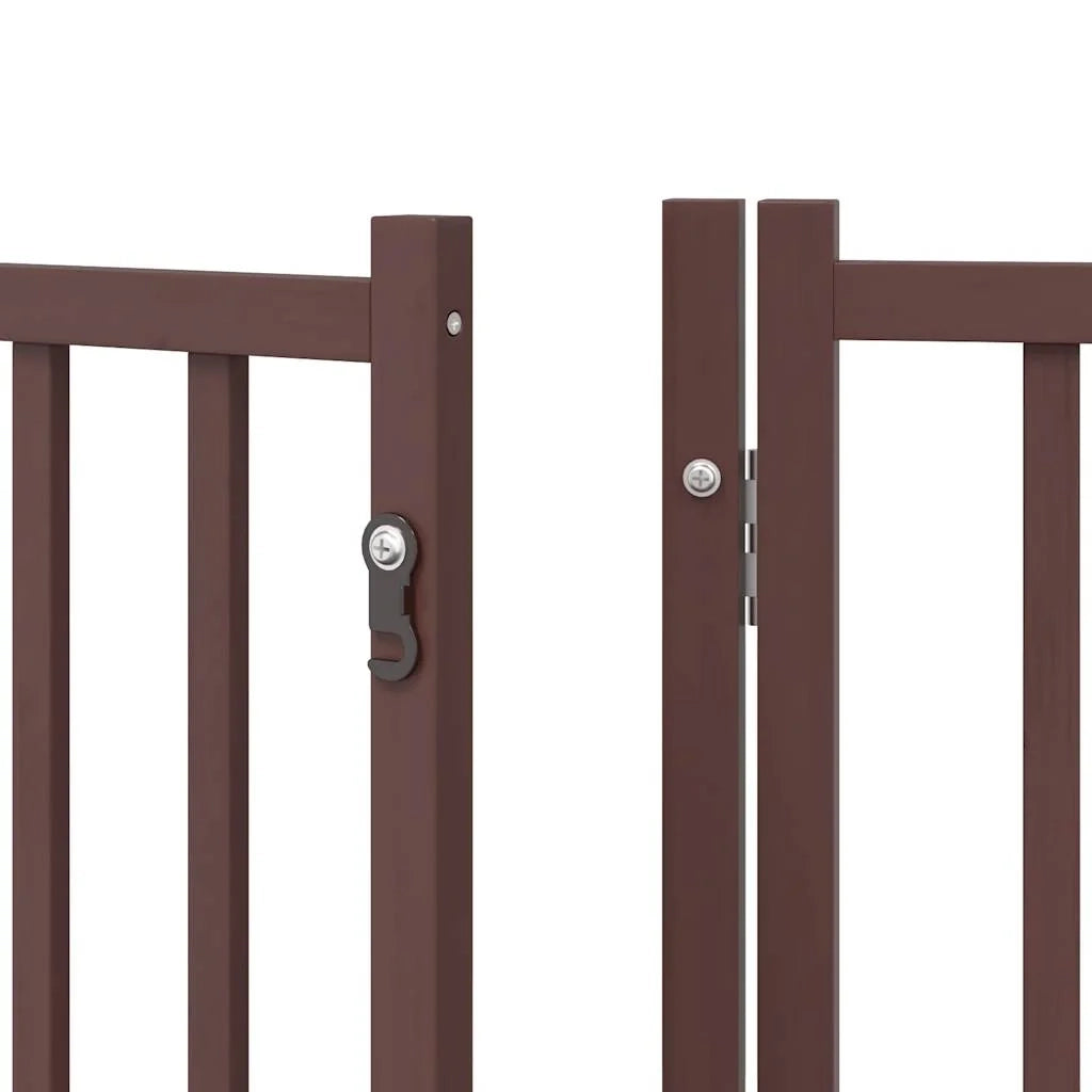 Cancelletto di sicurezza per cani con porta pieghevole 6 pannelli legno di pioppo marrone 02_0023029