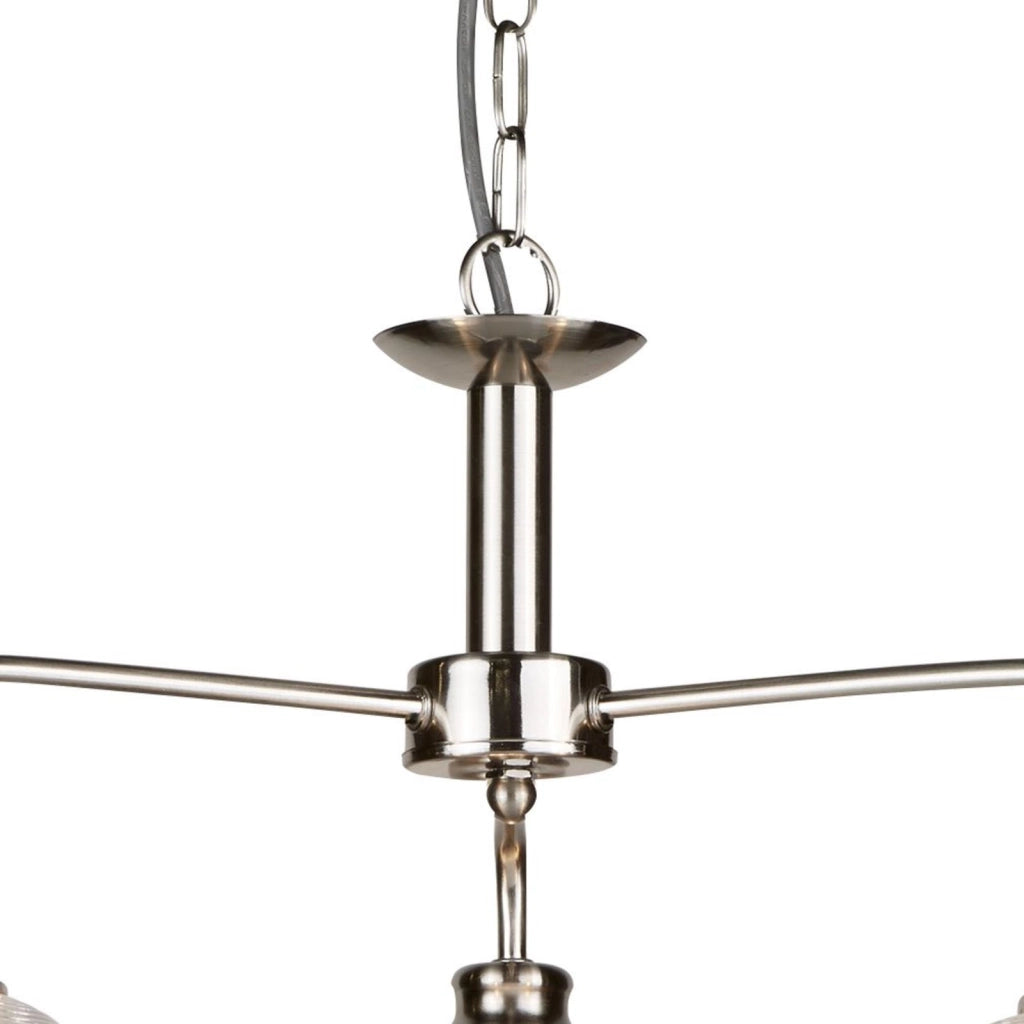 Lampadario Contemporaneo Bistrot Ii Acciaio Argento Vetro 3 Luci E27