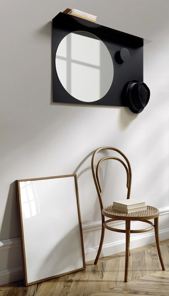 Specchio rettangolare due pomoli 80x50cm in metallo verniciato nero