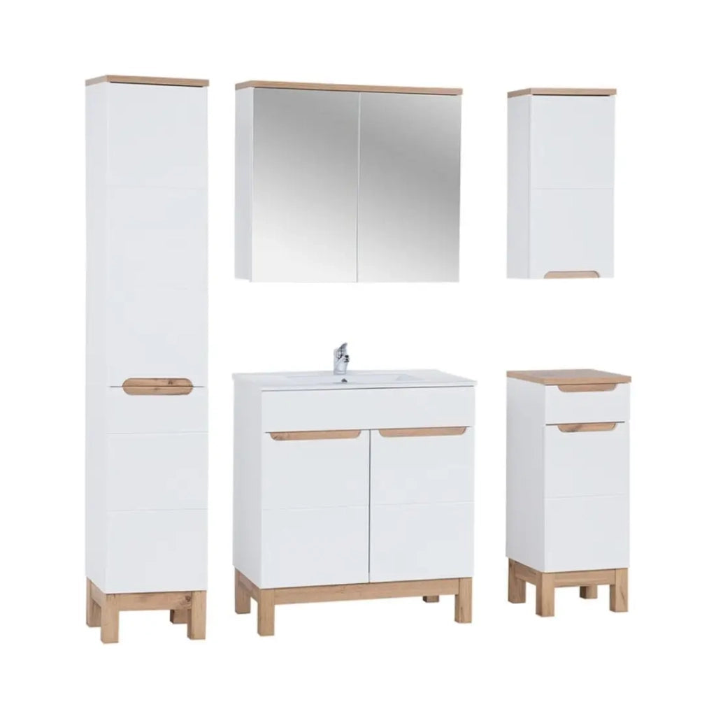 Insieme ERMANO: mobile sottolavabo 80cm + lavabo da incasso + sifone + colonna + mobili con specchi