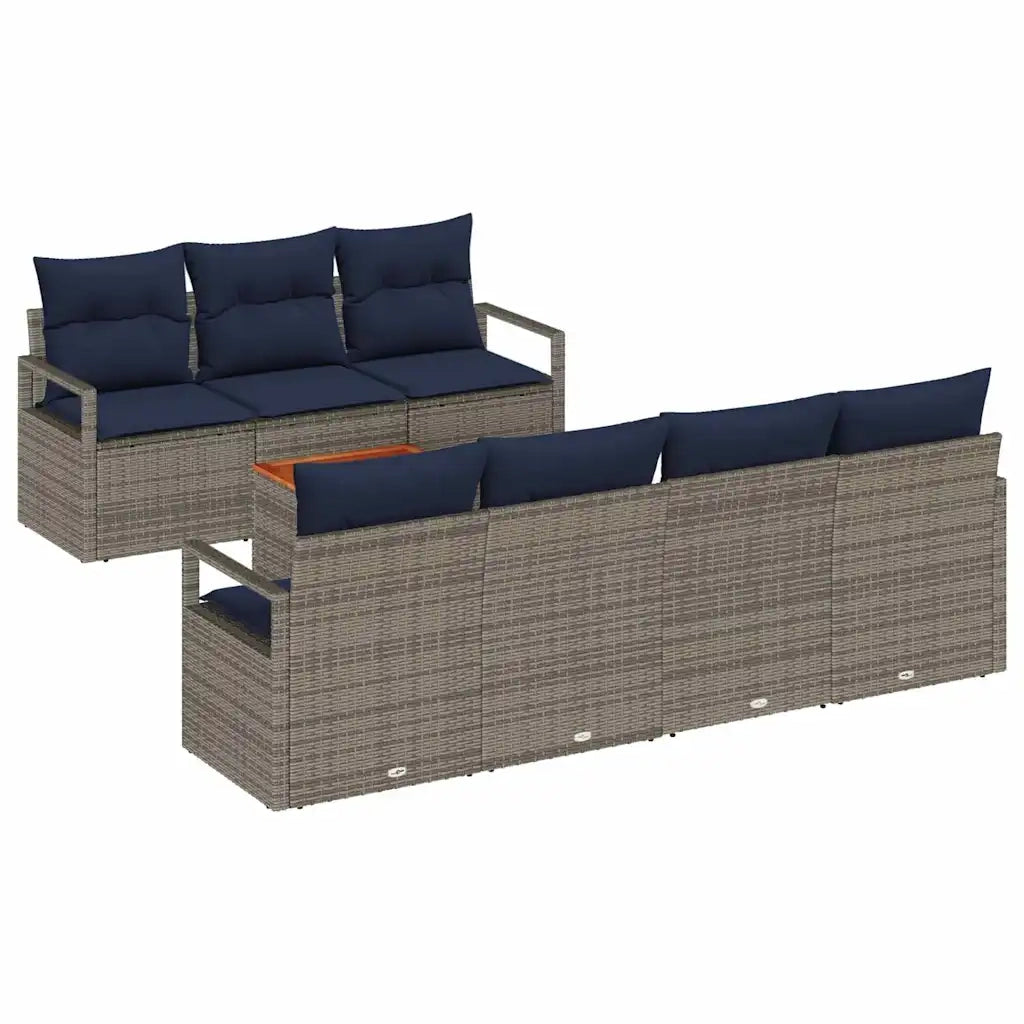 Set Divano da Giardino con cuscino 8 pcs Grigio polyrattan