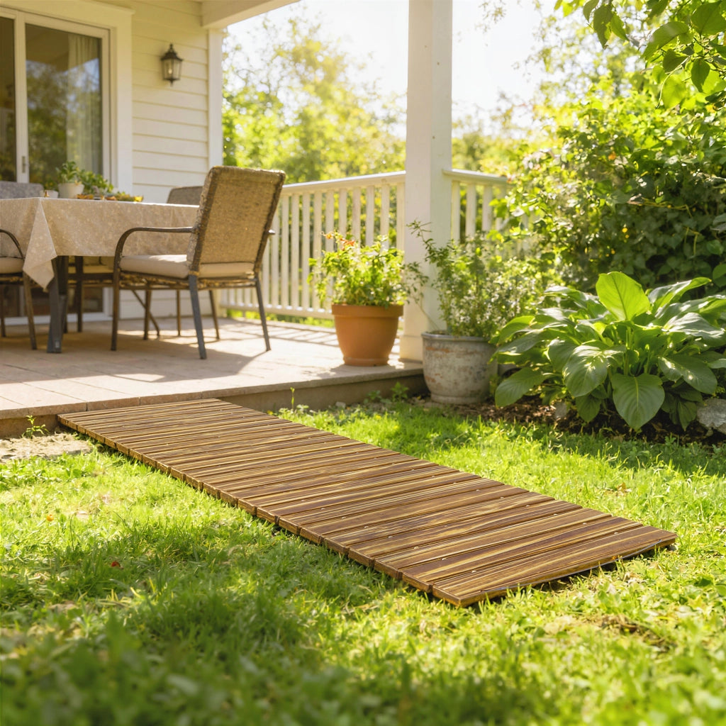 Passerella Giardino Legno Carbonizzato ¨C Xylo ¨C 120x38 cm Pieghevole Esterno