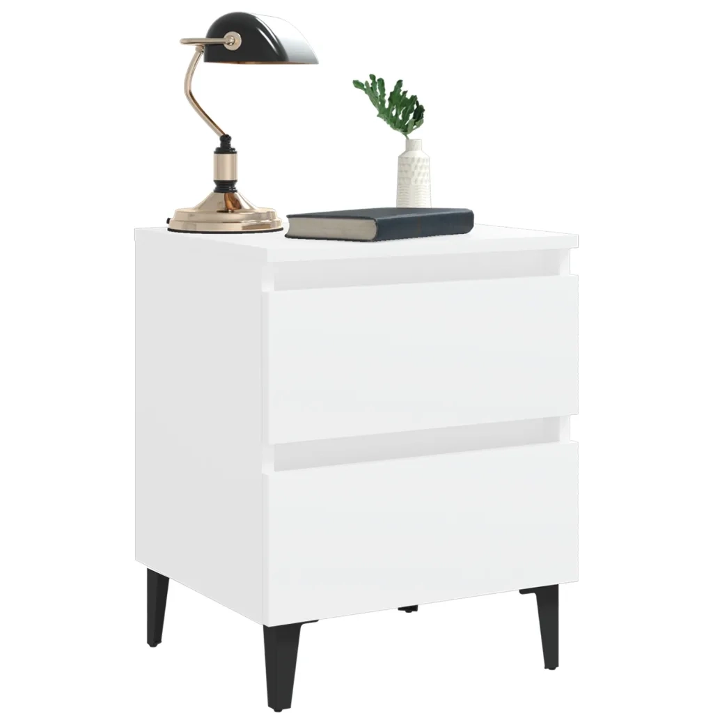 Comodini 2 pz Bianco Lucido 40x35x50 cm in Legno Multistrato cod mxl 31153