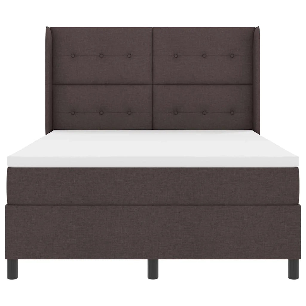 Letto a molle con materasso Marrone scuro 140 x 200 cm Tessuto