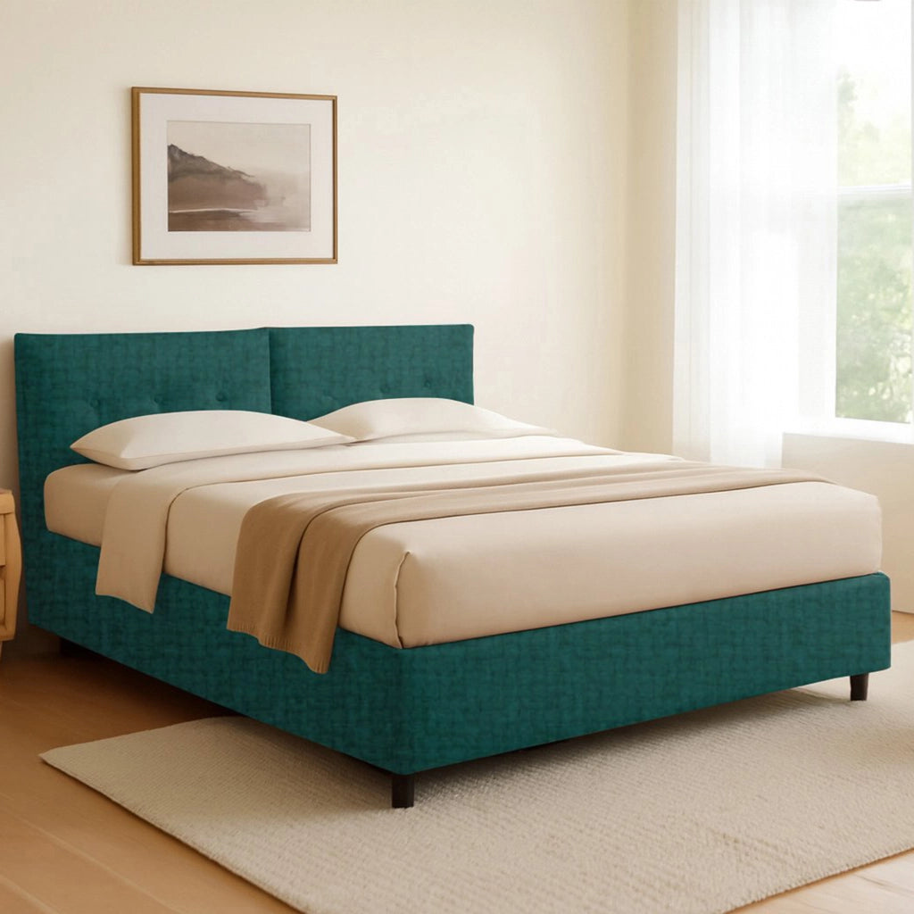 Truro, Letto Singolo Sfoderabile Made in Italy, Verde Petrolio