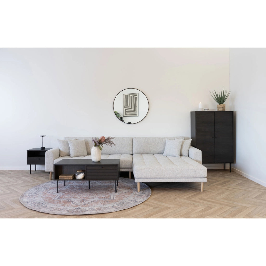 Tavolino da Caffè Kyoto Rovere Fumé con 2 Cassetti e Gambe Nere — 100×50×45 cm