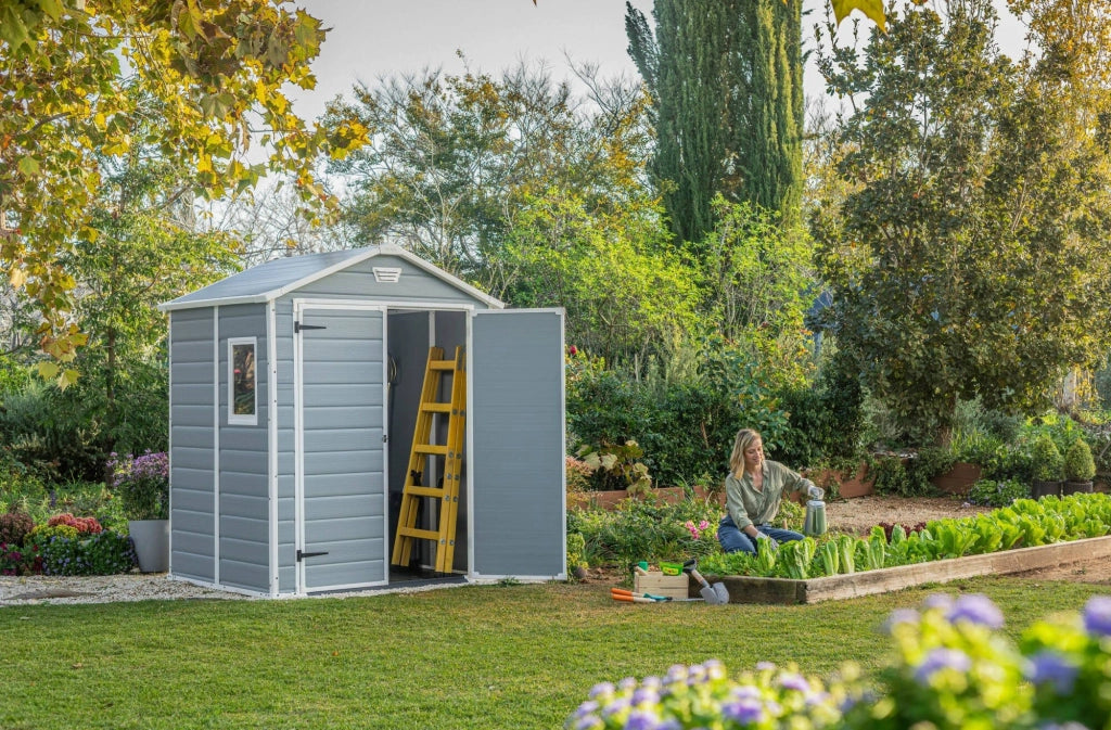 Casetta da giardino Cranbrook, Capanno da esterno, Rimessa da giardino, Ripostiglio per attrezzi, 185x152 h226 cm, Grigio